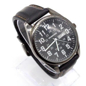 Humvee Men's Watch Men's Casual Stainless Steel Black Dial Leather Band